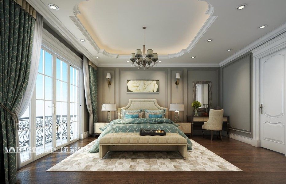 Thiết kế nội thất phòng ngủ nhà liền kề khu đô thị Văn Quán